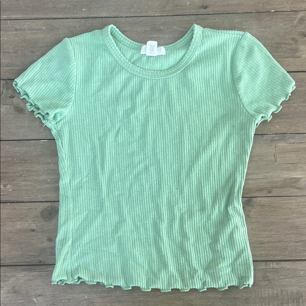 Full Tilt Mint Green Ribbed Short Sleeve Tee
